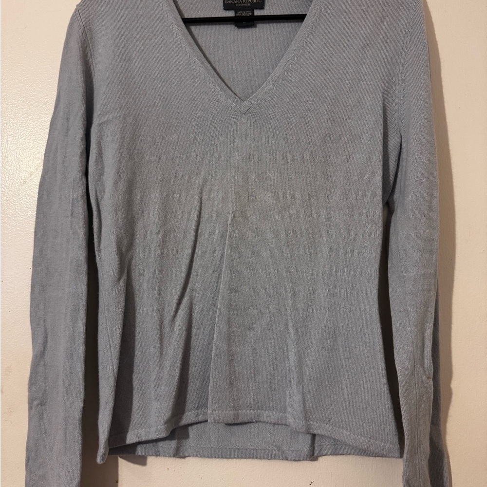 Banana Republic Cashmere V-Neck Sweater - Light Blue